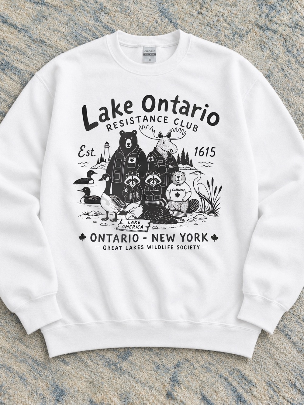 Gildan Lake Ontario Resistance Club Sweatshirt, Great Lakes Wildlife Shirt
